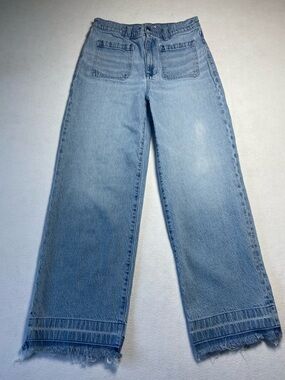 Madewell Light Wash Flare Wide-Leg Jeans Size 29, Distressed, Denim, Casual